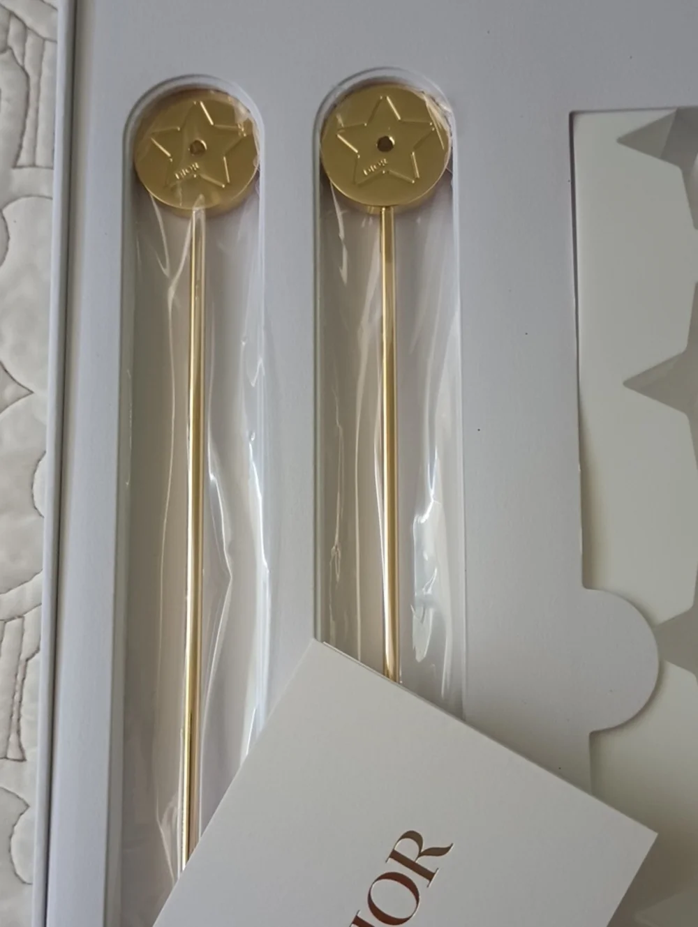 Dior Beverage Set Ice Tray Gold Mixer Swizzle Stirrer Sticks Platinum Gift